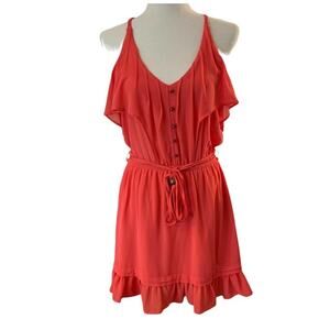 Double zero orange summer vacation T-back dress. Elastic waist tie belt